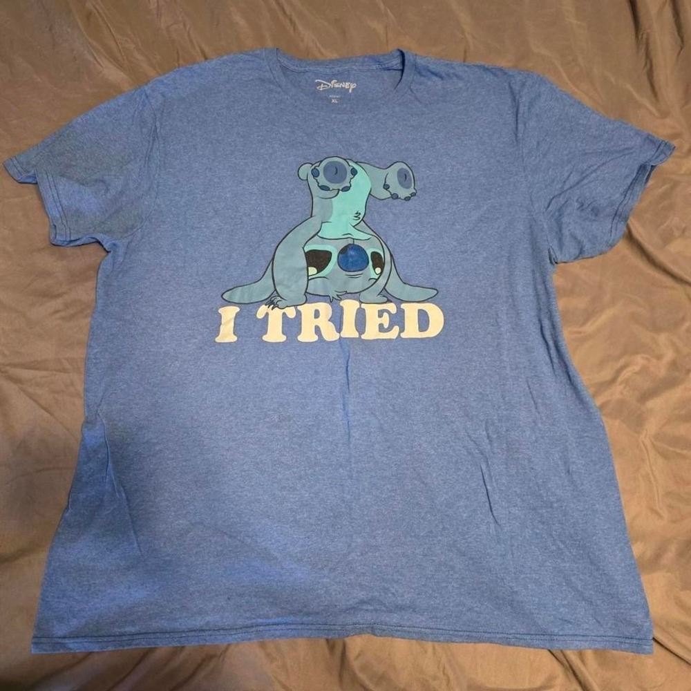 Disney Stitch "I Tried" blue t-shirt Size‎ XL